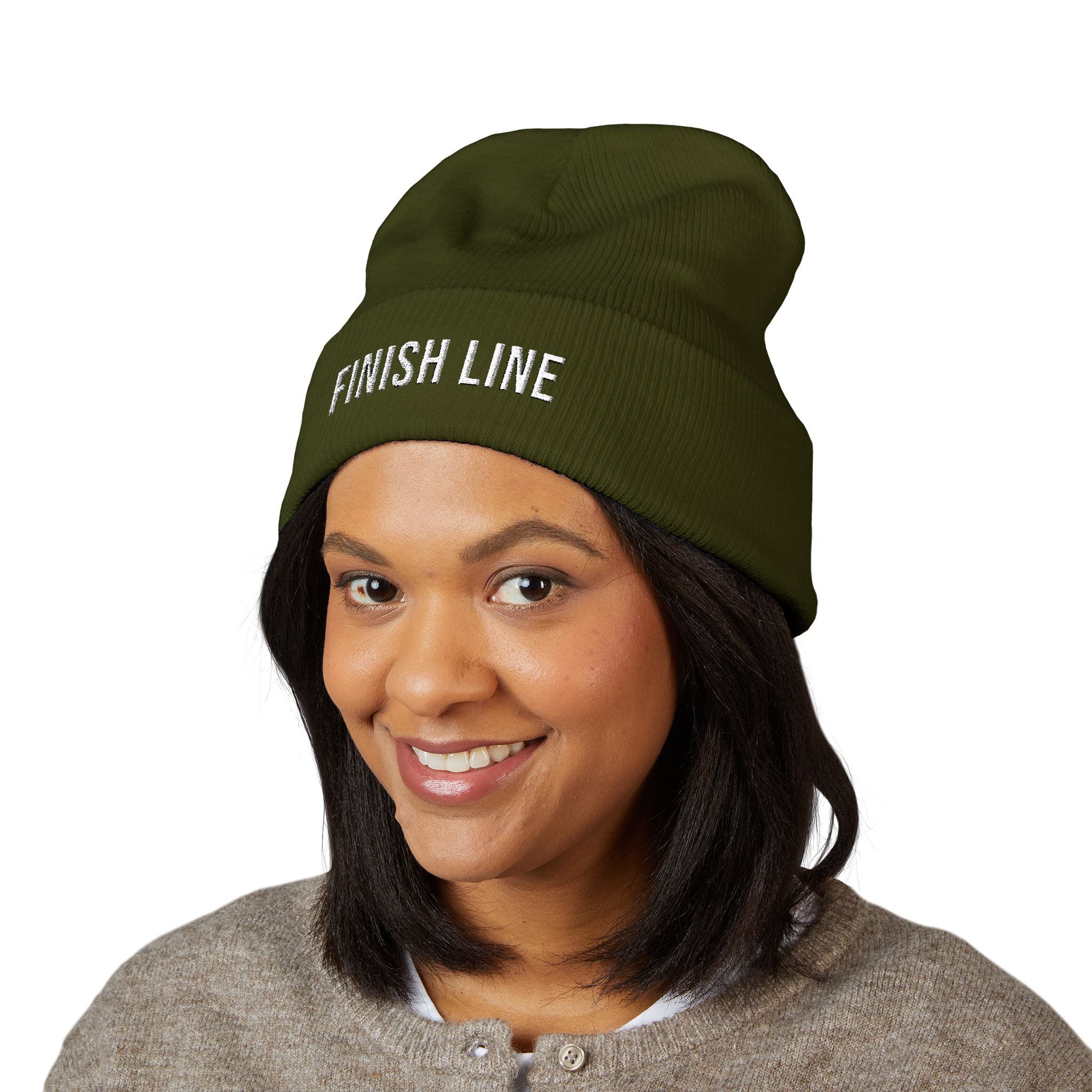 Finish Line Beanie — Embroidered Cuff