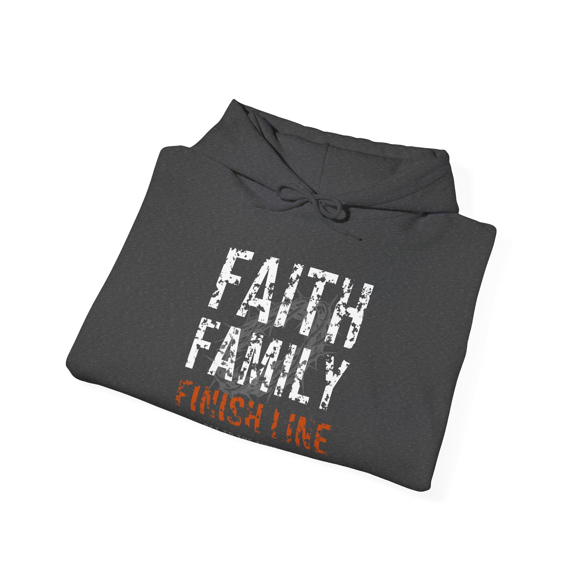 Faith Family Finish Line Hoodie — White/Orange