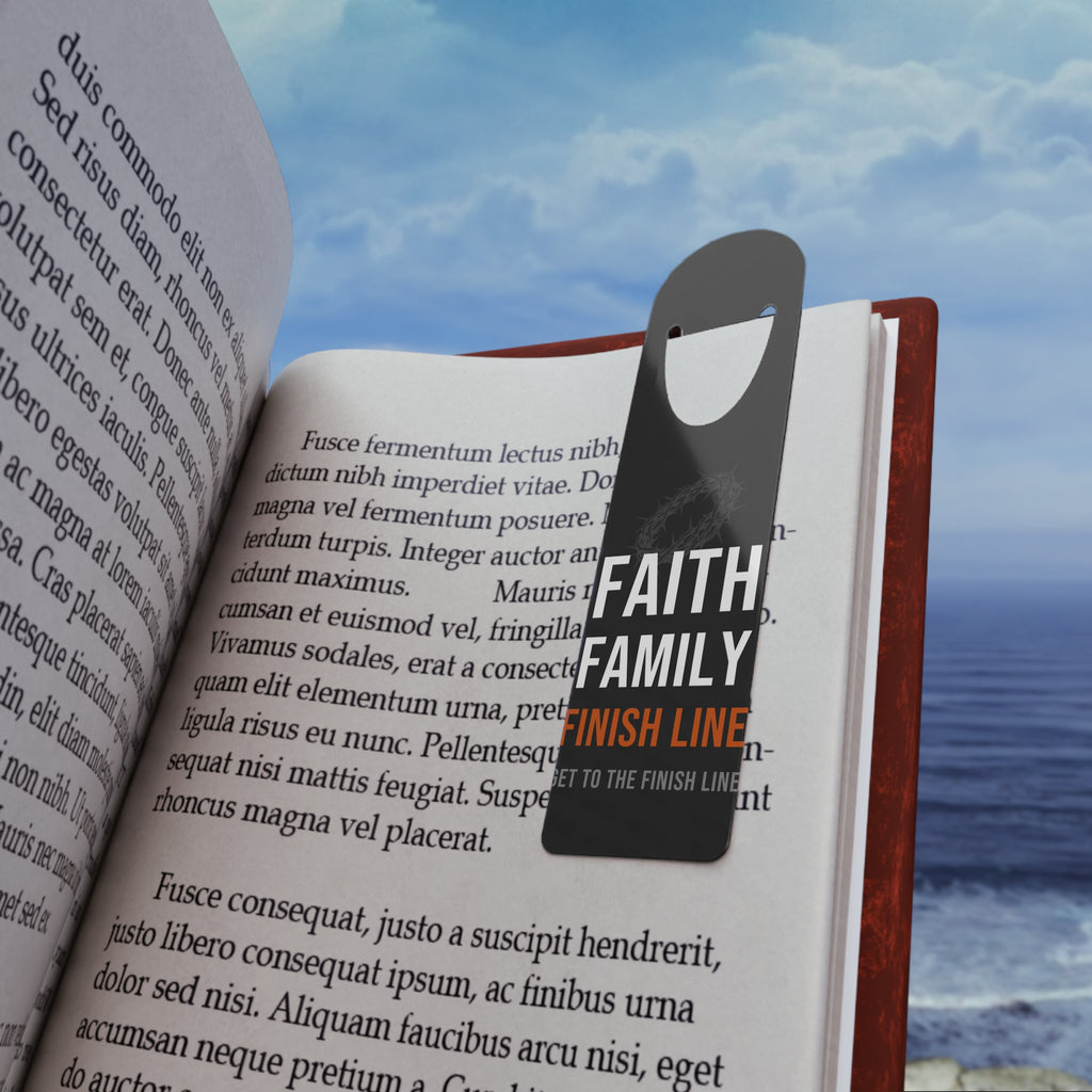 Faith Family Finish Line Bookmark — White/Orange
