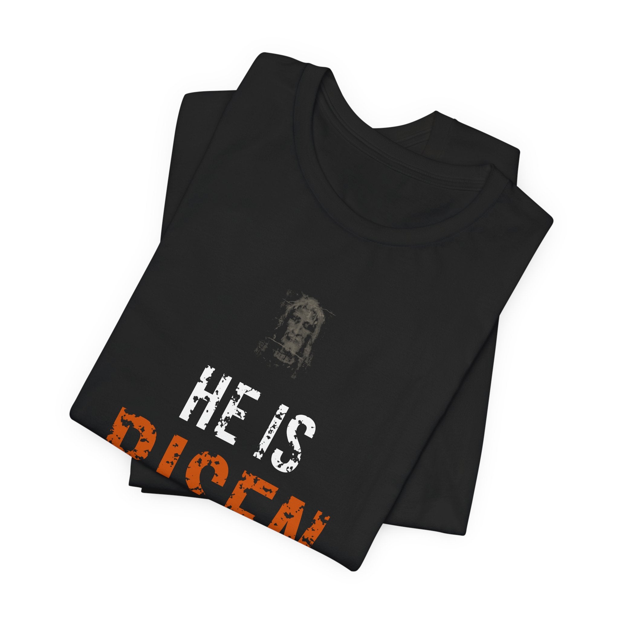 He Is Risen Tee — White/Orange