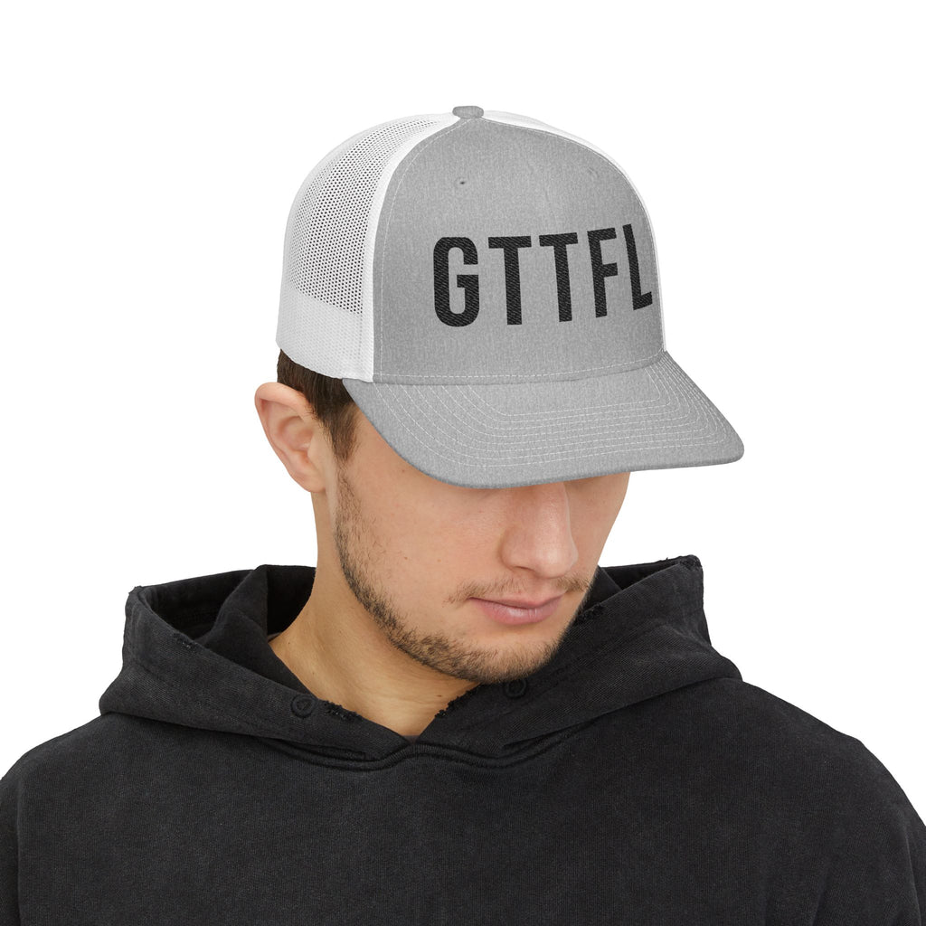 GTTFL Trucker Hat — Black Stitch on Heather Grey
