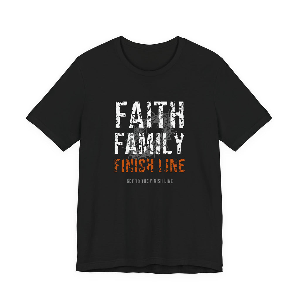 Faith Family Finish Line Tee — White/Orange