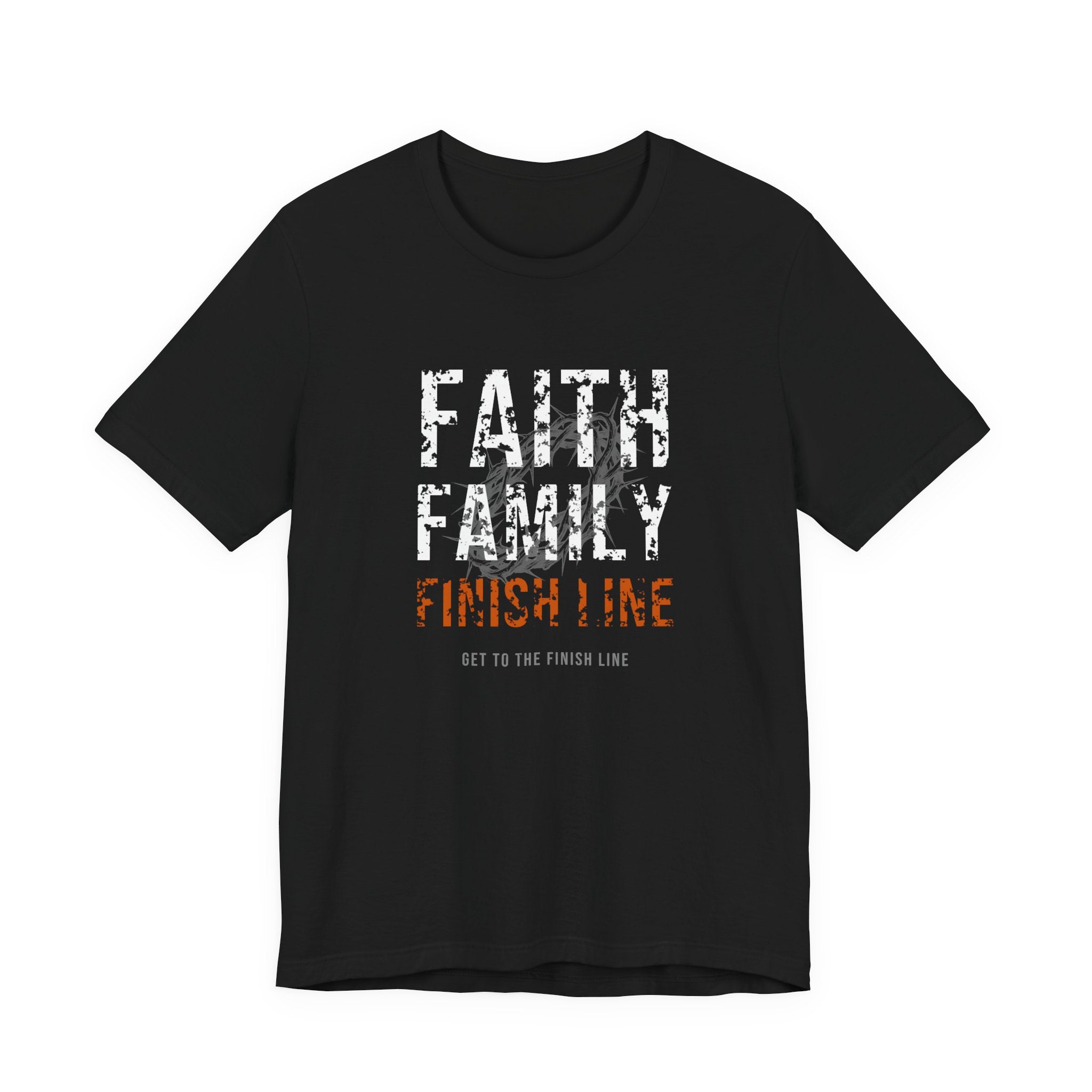 Faith Family Finish Line Tee — White/Orange