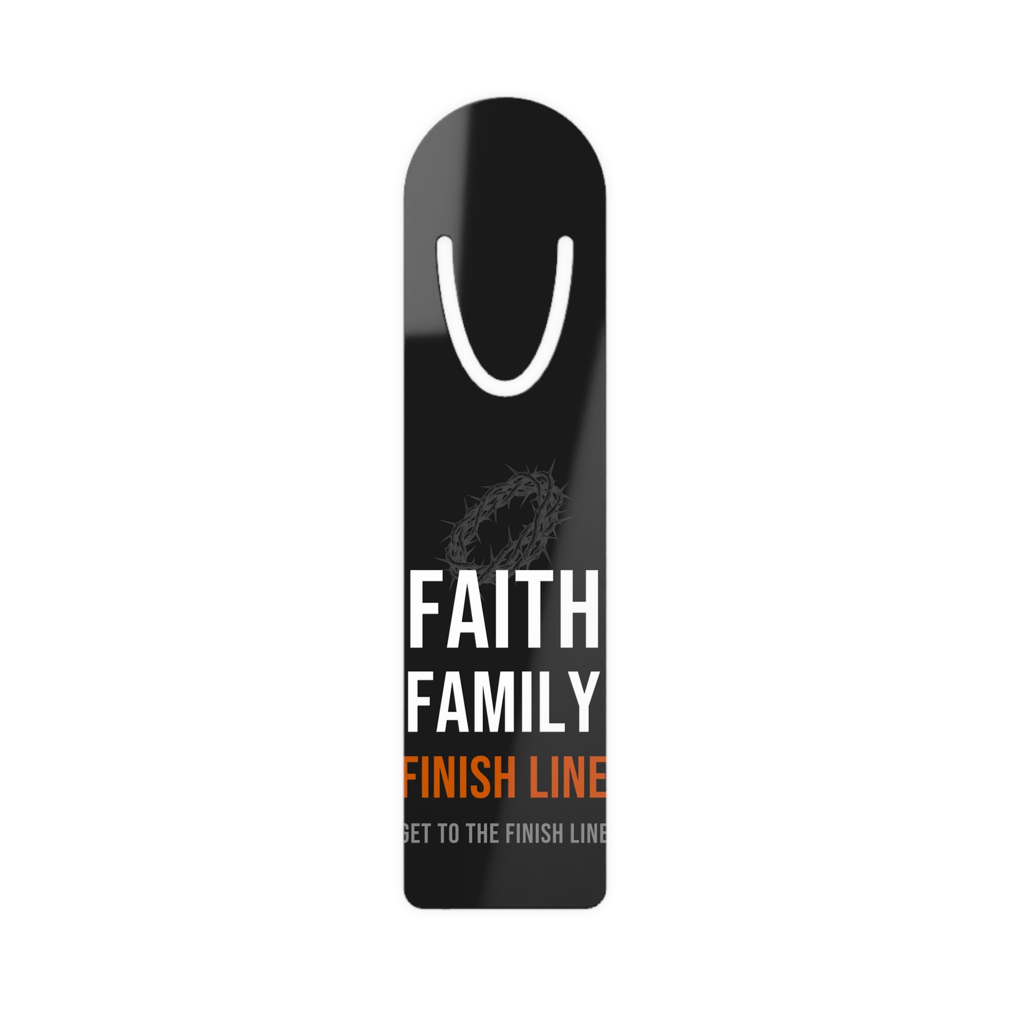 Faith Family Finish Line Bookmark — White/Orange