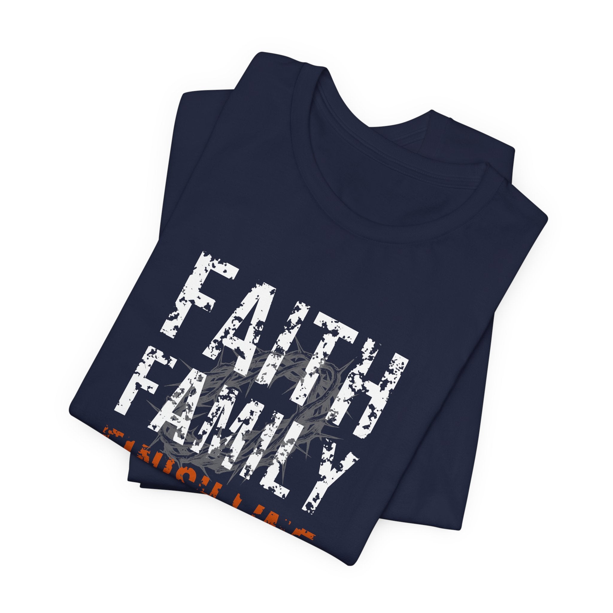 Faith Family Finish Line Tee — White/Orange