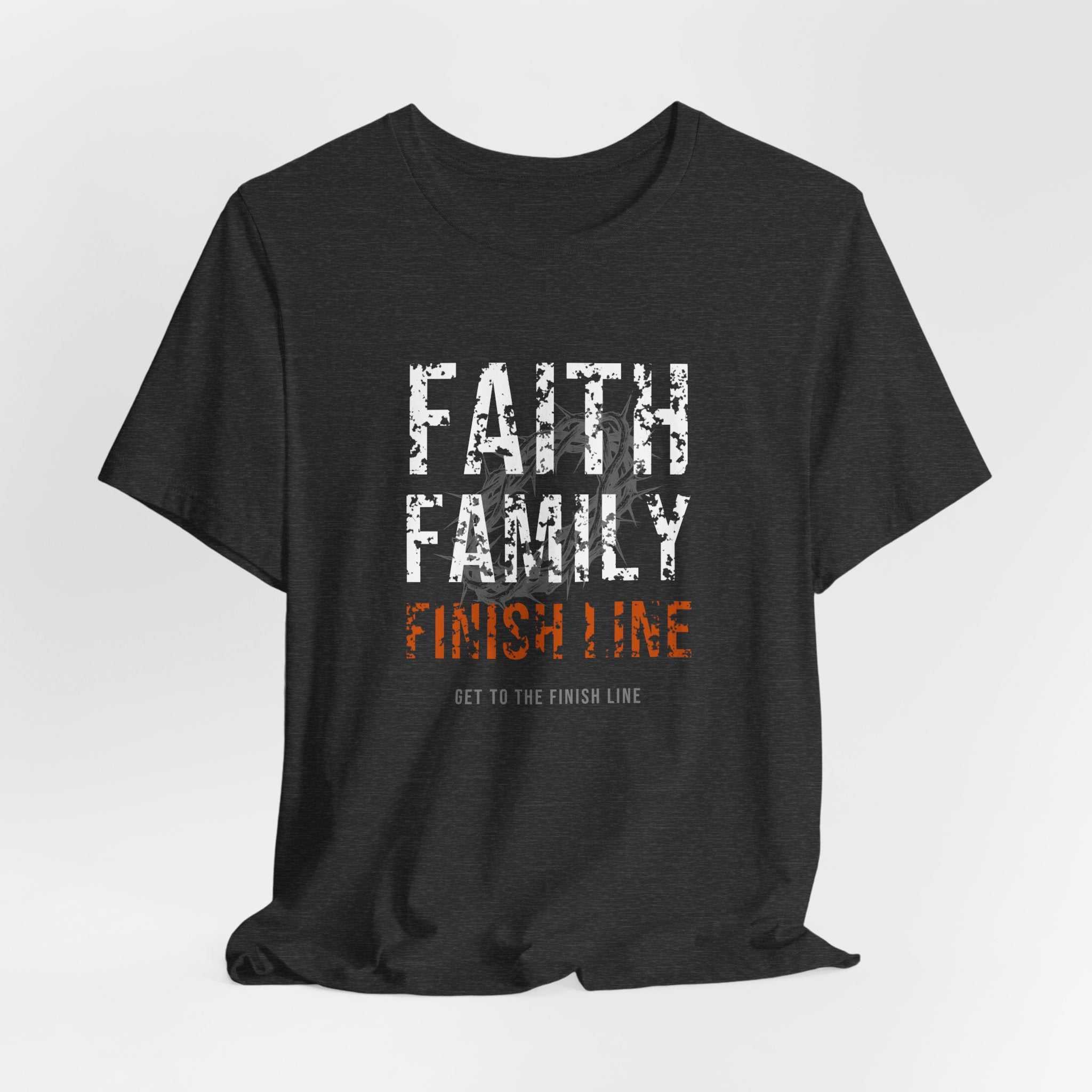 Faith Family Finish Line Tee — White/Orange