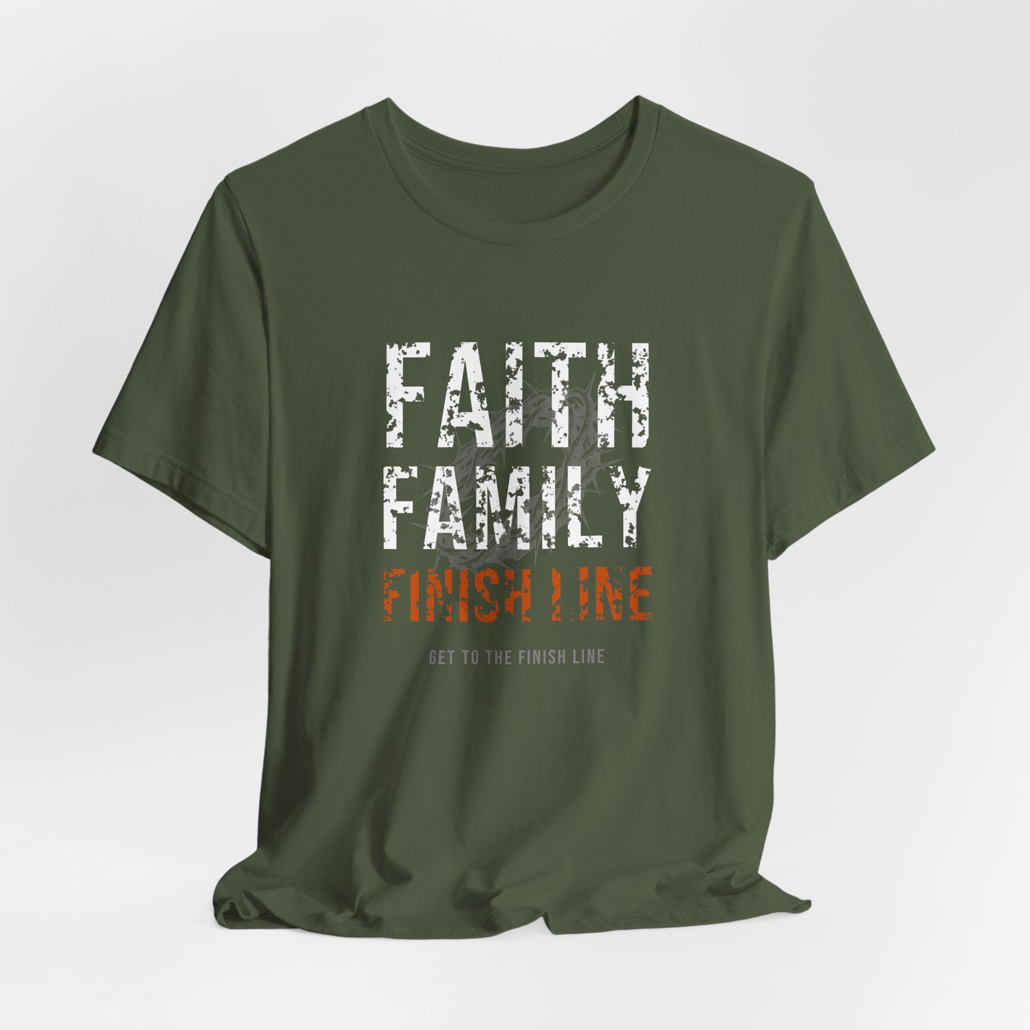 Faith Family Finish Line Tee — White/Orange