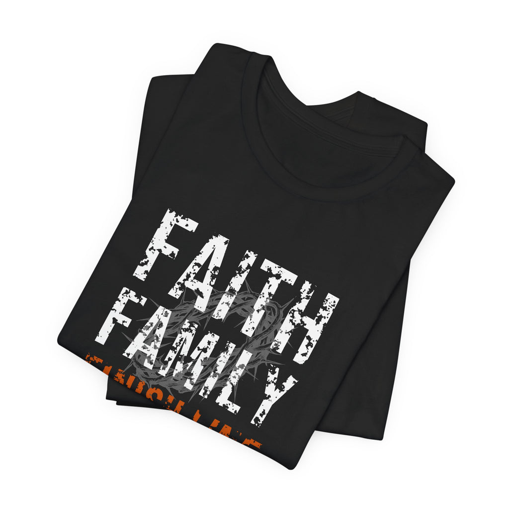 Faith Family Finish Line Tee — White/Orange