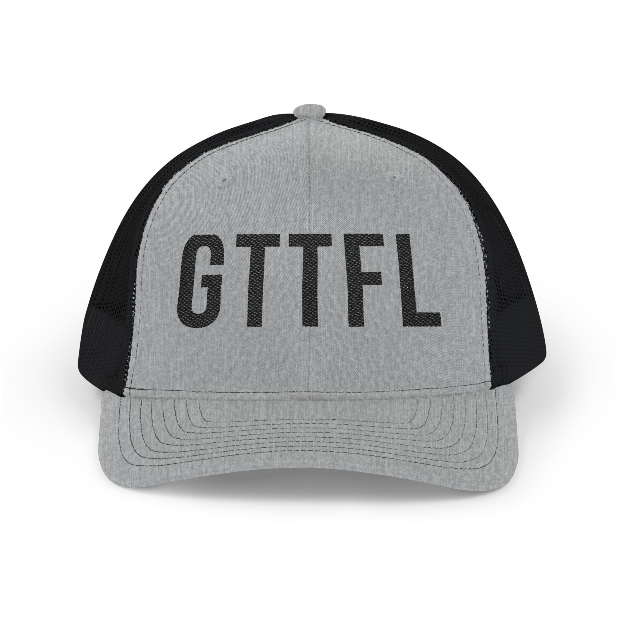 GTTFL Trucker Hat — Black Stitch on Heather Grey