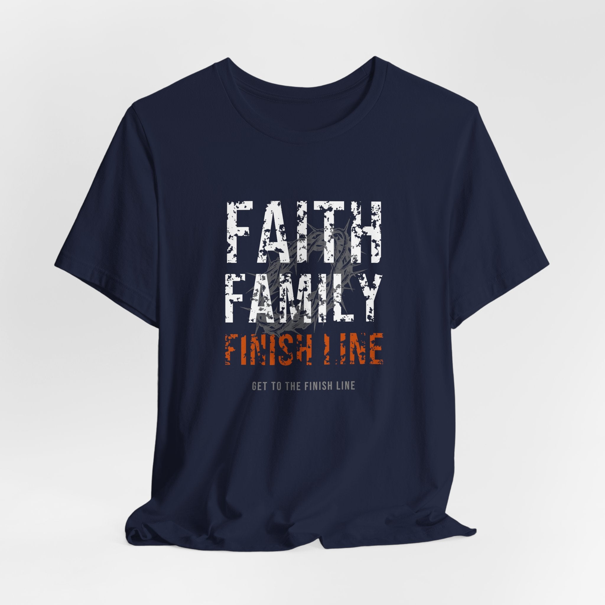 Faith Family Finish Line Tee — White/Orange
