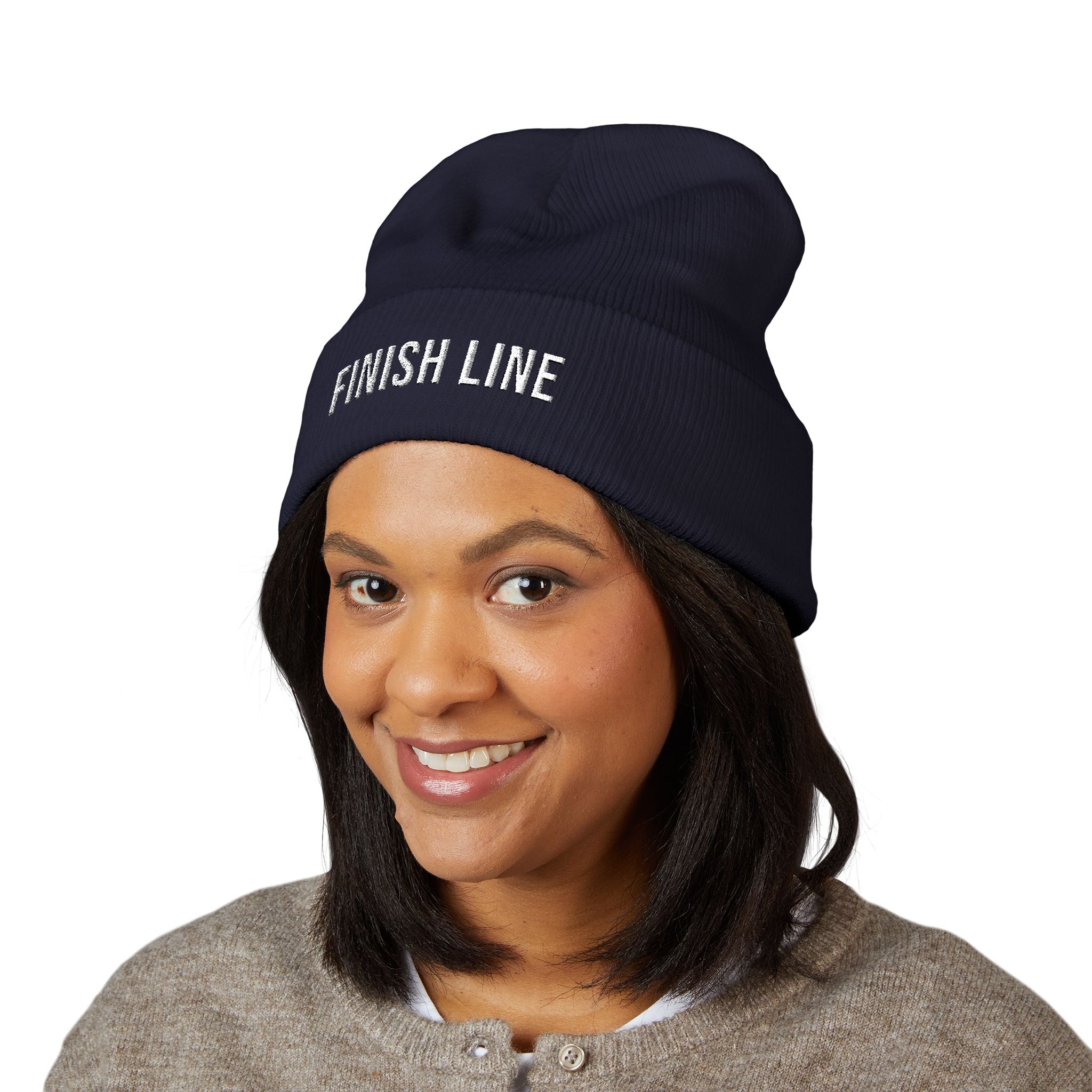 Finish Line Beanie — Embroidered Cuff