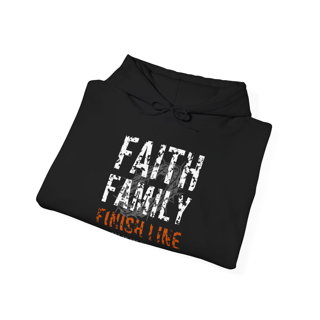 Faith Family Finish Line Hoodie — White/Orange