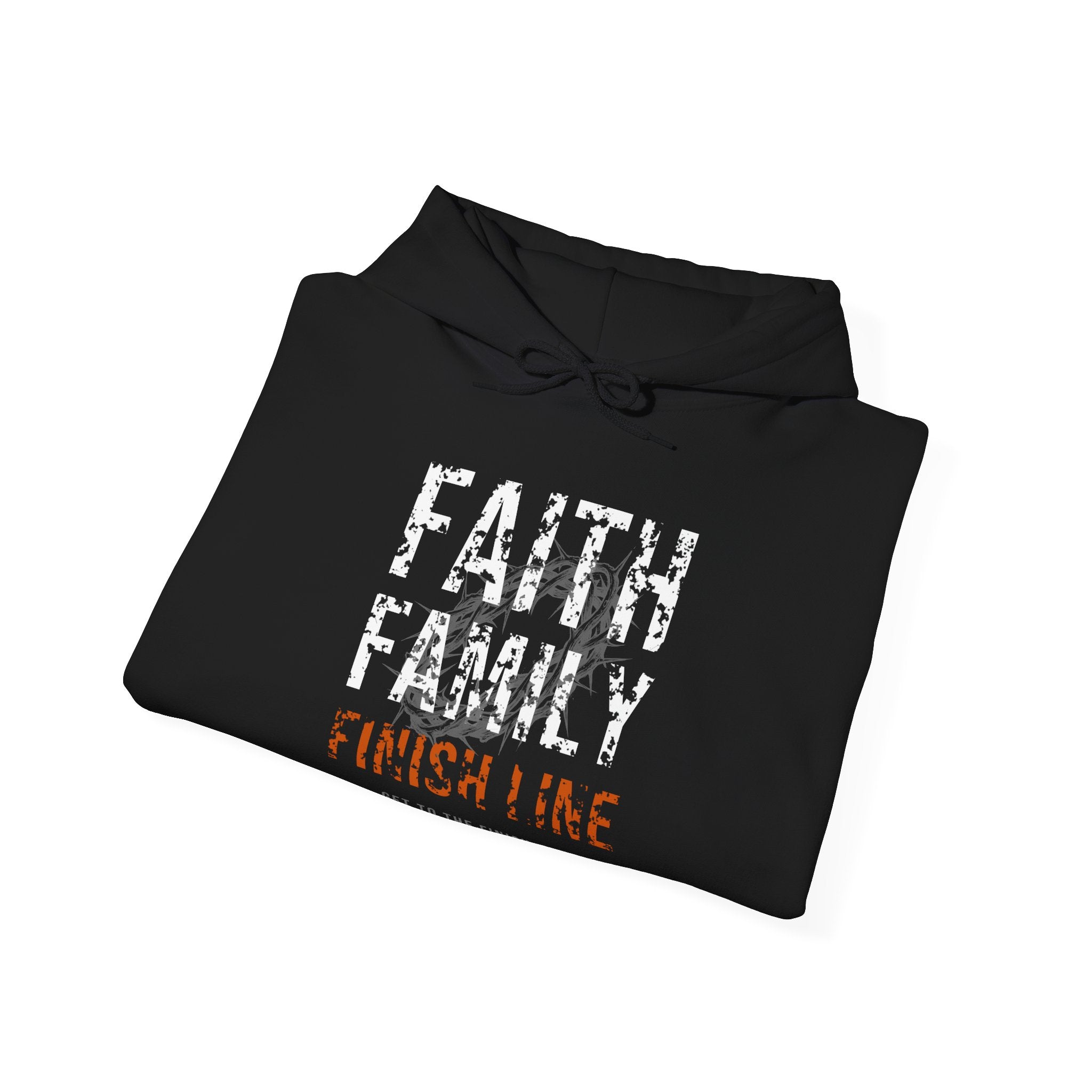 Faith Family Finish Line Hoodie — White/Orange