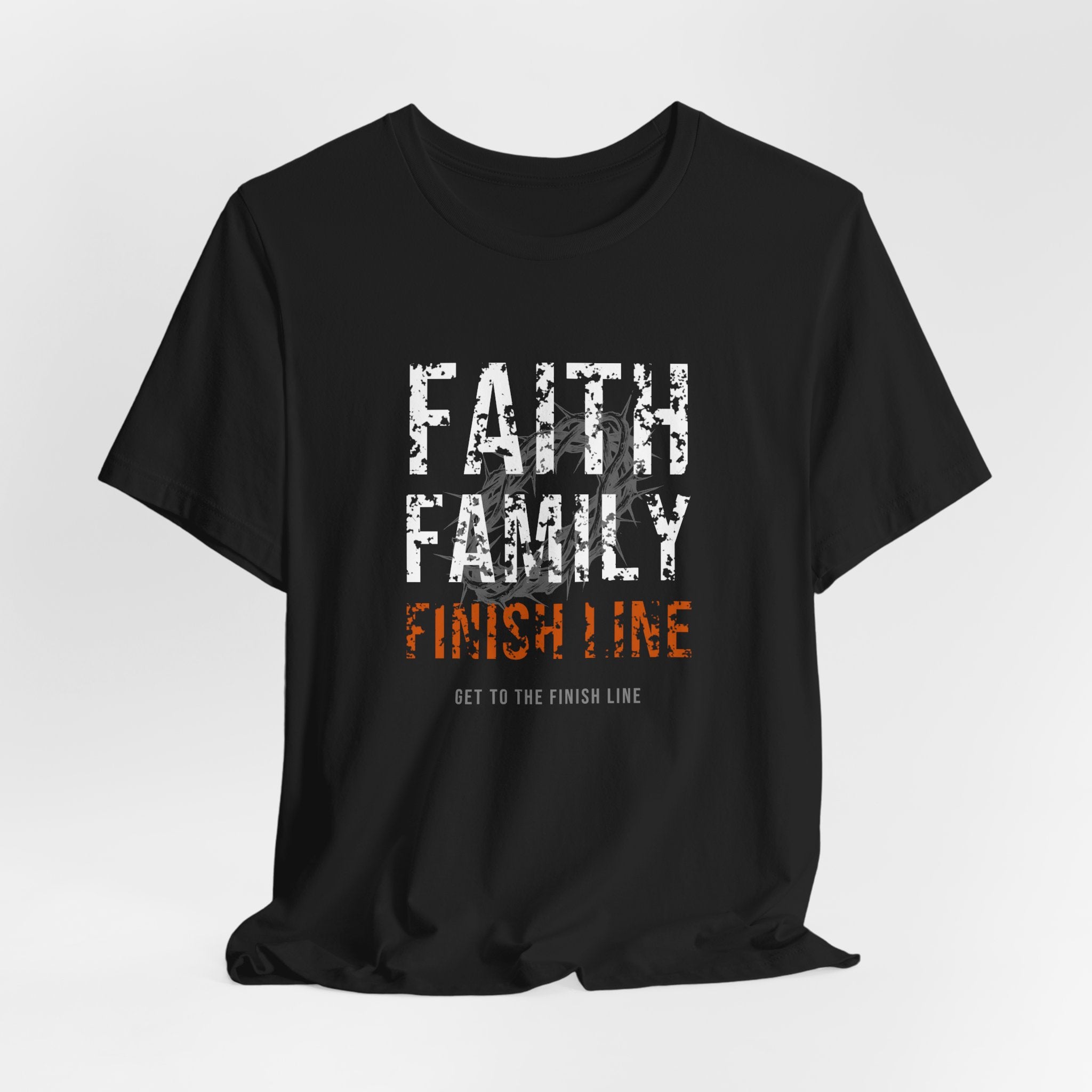 Faith Family Finish Line Tee — White/Orange