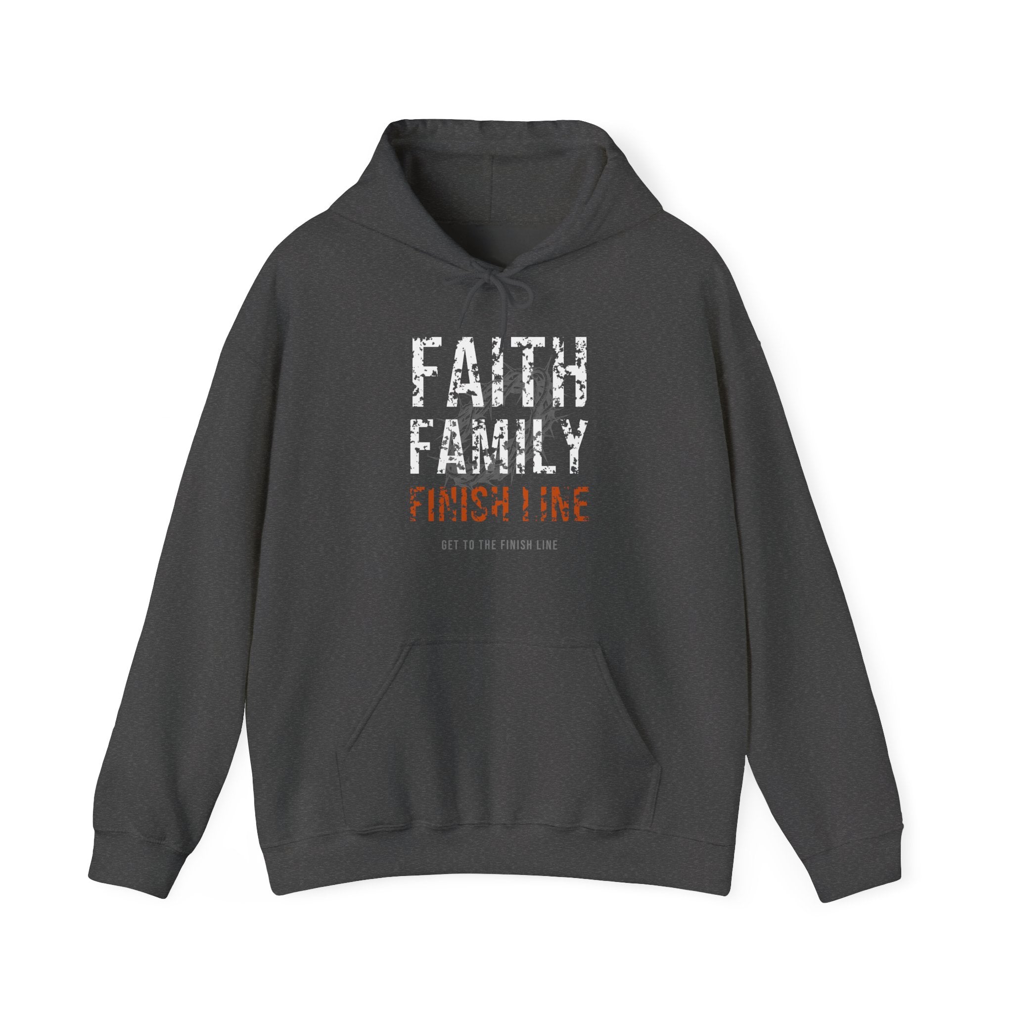 Faith Family Finish Line Hoodie — White/Orange