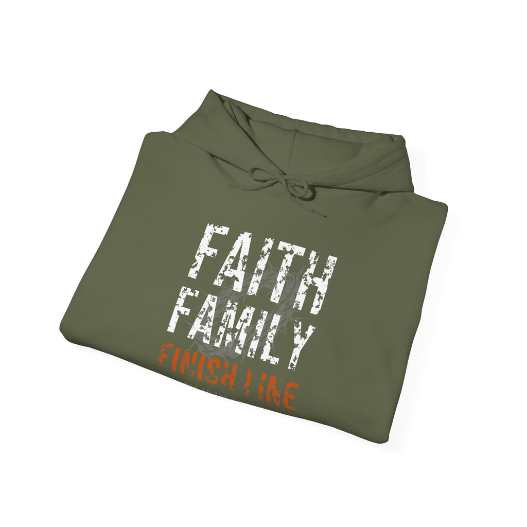 Faith Family Finish Line Hoodie — White/Orange