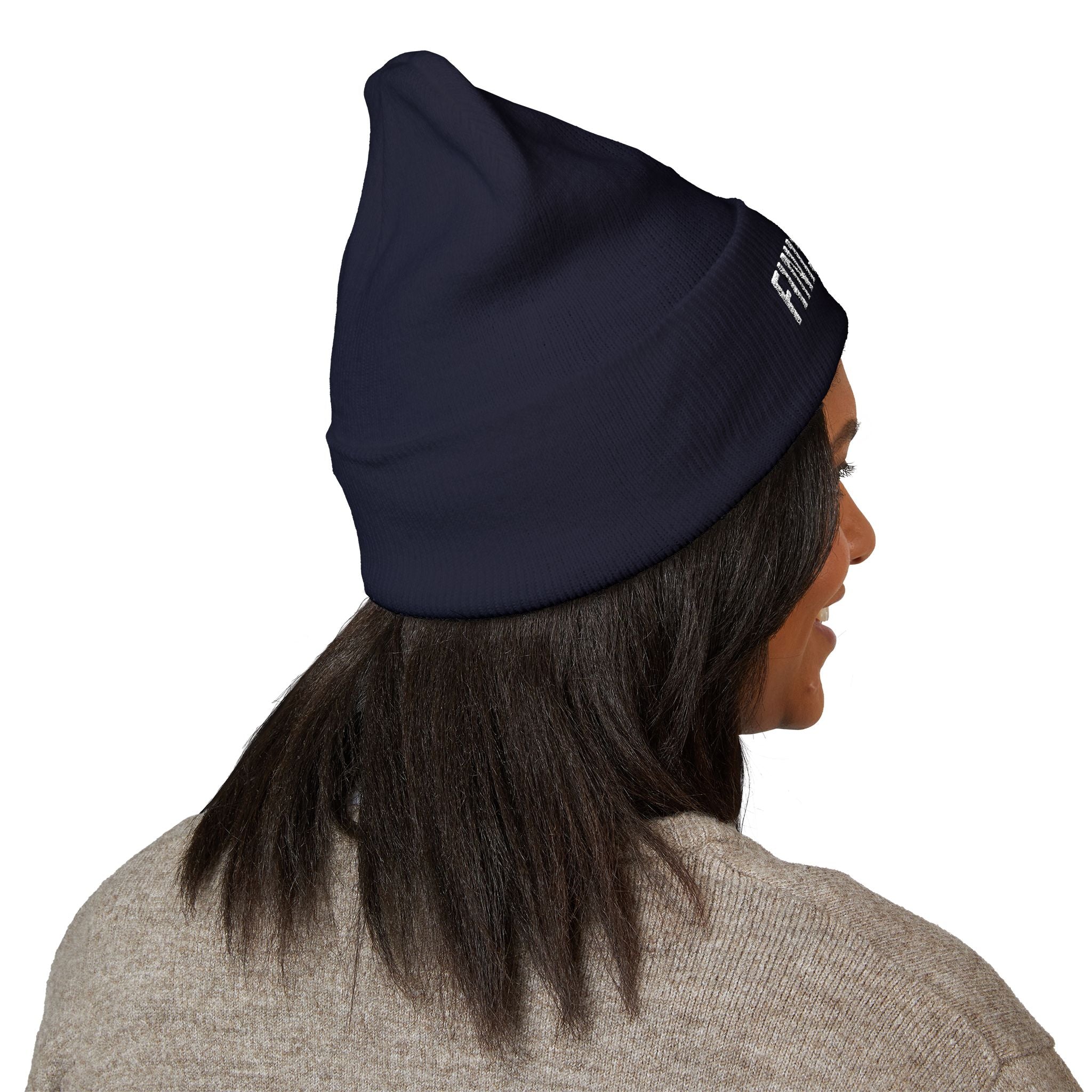 Finish Line Beanie — Embroidered Cuff