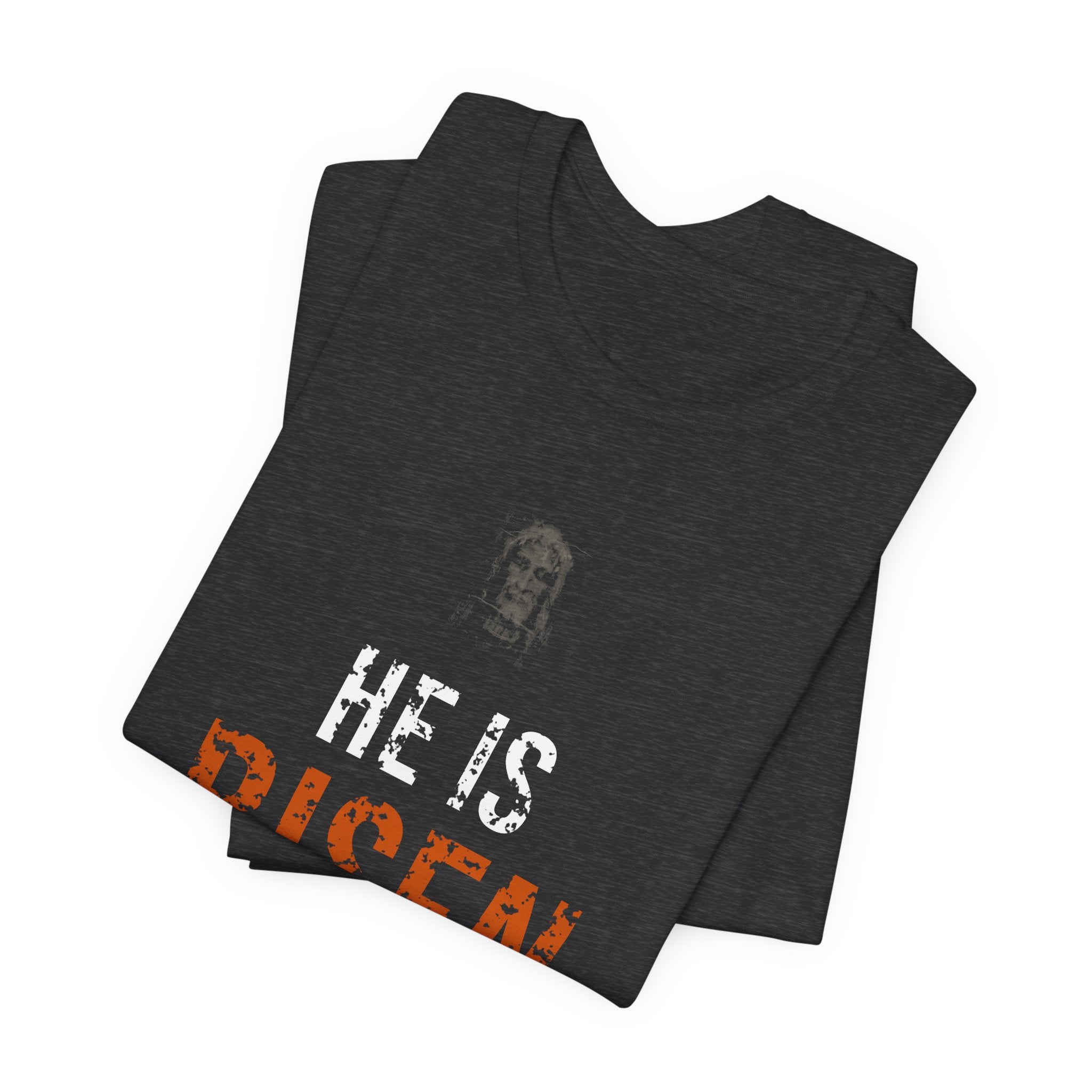He Is Risen Tee — White/Orange