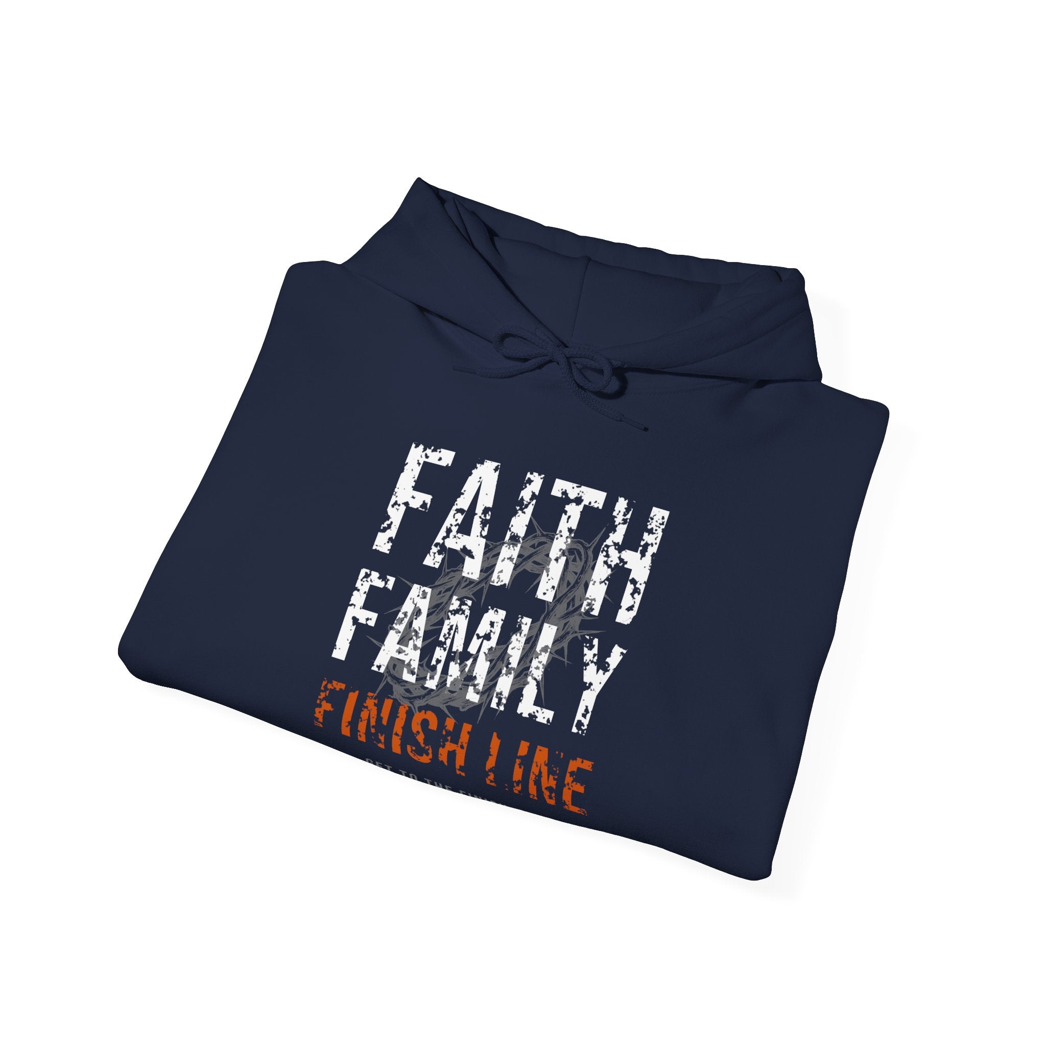 Faith Family Finish Line Hoodie — White/Orange