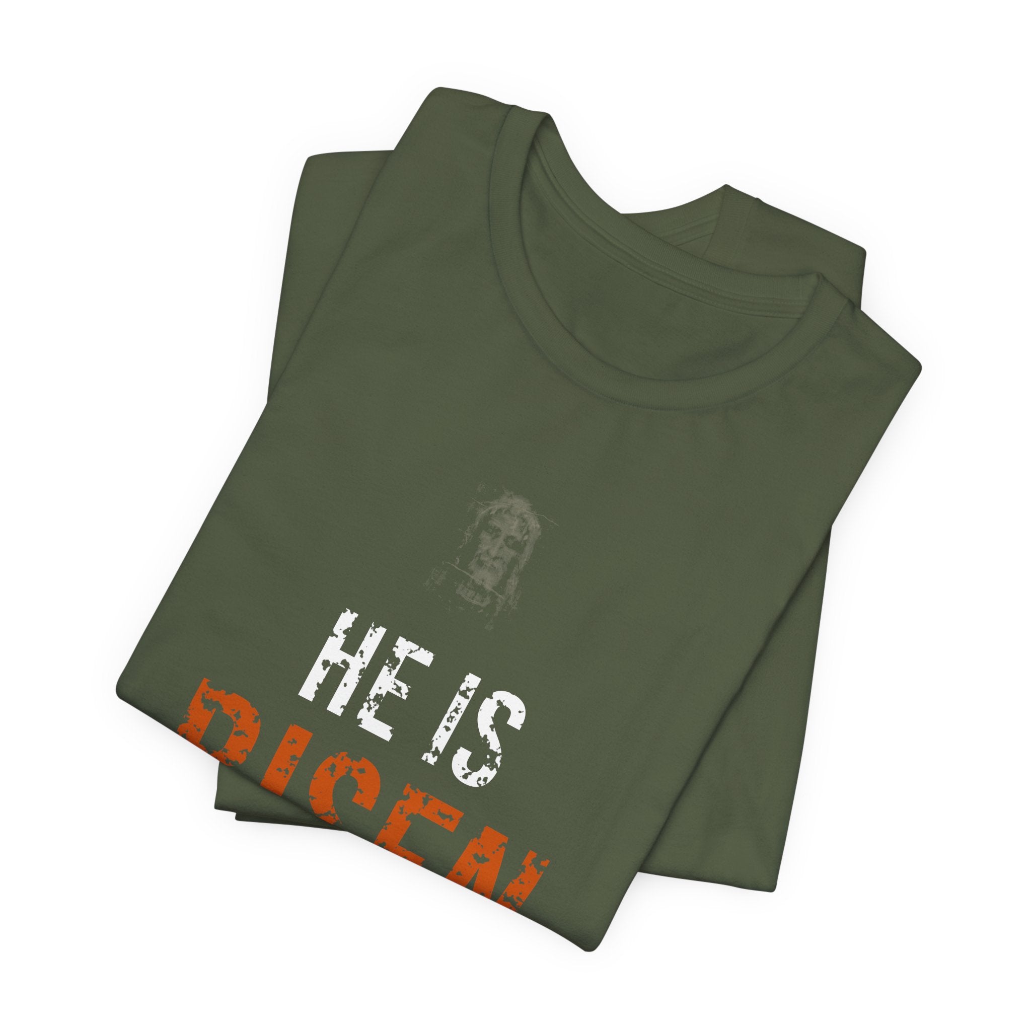 He Is Risen Tee — White/Orange
